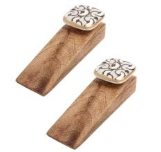 2 Pieces Black Sea Shell Square Ceramic Wooden Door Stopper